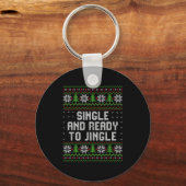 Single And Ready To Jingle Ugly Christmas Sweater Schlüsselanhänger (Vorderseite)