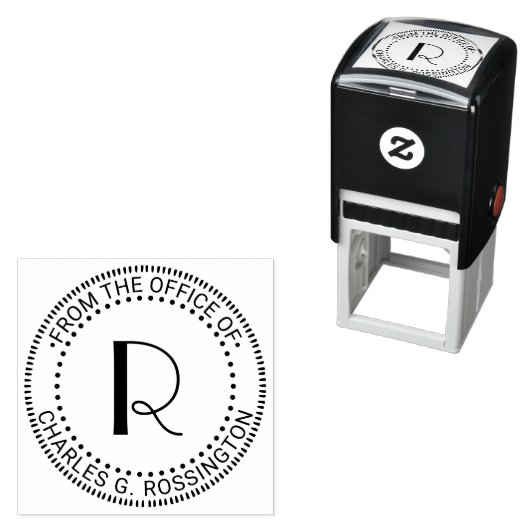 Single Anfangsbuchstabe Monogramm "Von der Stelle" Permastempel (Beispiel)