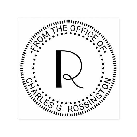 Single Anfangsbuchstabe Monogramm "Von der Stelle" Permastempel (Design)