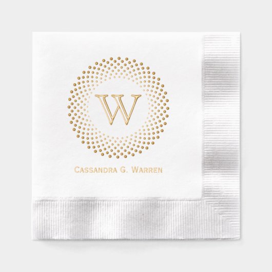 Single Anfangsmonogramm runder gepunkteter Rahmen Servietten Mit Folie (Vorderseite)