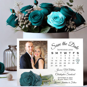 Single Aquamarine Rose Elegante Hochzeitsskalender Save The Date