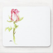 Single Aquarellfarbe Rosa Rote Rose Handbemalt Mousepad (Vorne)