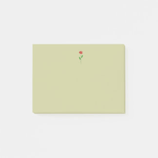 Single Art Deco Rote Rose Grüne Blätter und Stem Post-it Klebezettel