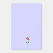 Single Art Deco Rote Rose Grüne Blätter und Stem Post-it Klebezettel (Vorderseite)
