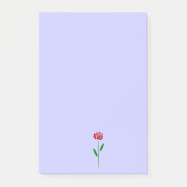 Single Art Deco Rote Rose Grüne Blätter und Stem Post-it Klebezettel