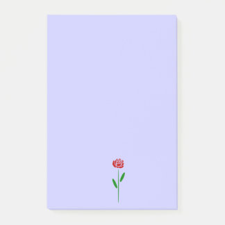 Single Art Deco Rote Rose Grüne Blätter und Stem Post-it Klebezettel
