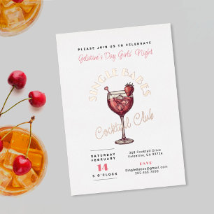 Single Babes Galentine's Day Party Rosa Cocktail Folieneinladung