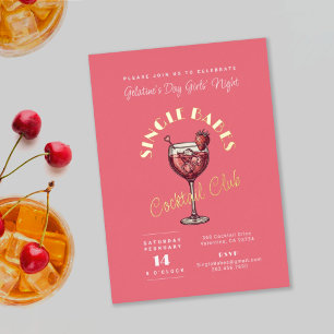 Single Babes Galentine's Day Party Rosa Cocktail Folieneinladung