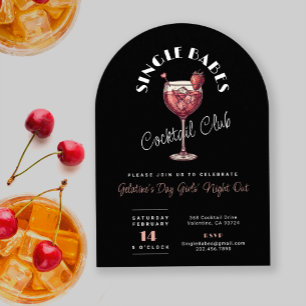 Single Babes Schwarzer Valentinstag Cocktailparty Einladung