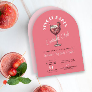 Single Babes Valentinstag Cocktailparty Rosa Einladung
