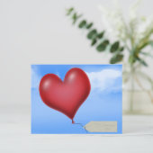 Single Ballon Herz mit Nachrichtentag Postkarte (Stehend Vorderseite)