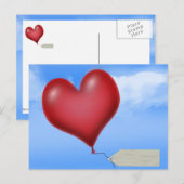 Single Ballon Herz mit Nachrichtentag Postkarte (Vorne/Hinten)
