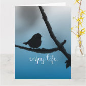 Single Bird auf Zweig mit Lebensangebot Karte (Gelbe Blume)