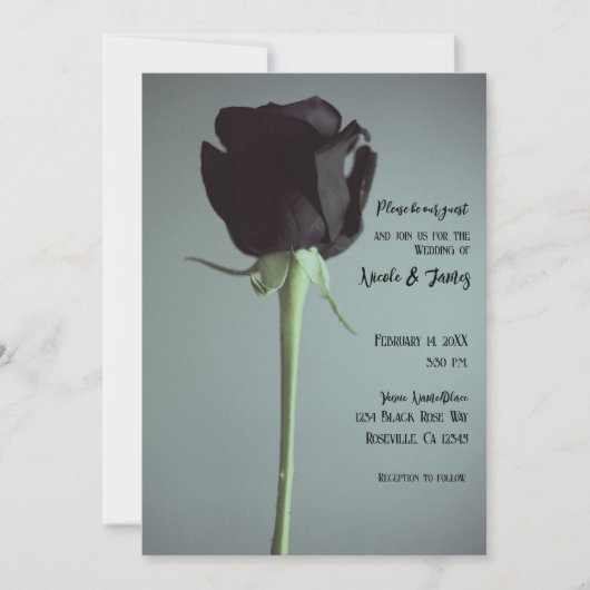 Single Black Moody Gray Romantische Hochzeit Einladung (Vorderseite)
