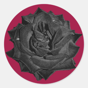 Single Black Rose Runder Aufkleber
