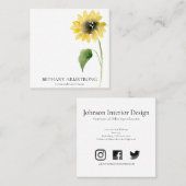 Single Black & White Sonnenblumen Steppdecke II Quadratische Visitenkarte (Vorne/Hinten)