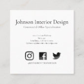 Single Black & White Sonnenblumen Steppdecke II Quadratische Visitenkarte (Rückseite)