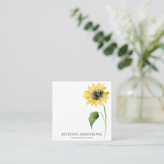 Single Black & White Sonnenblumen Steppdecke II Quadratische Visitenkarte (Stehend Vorderseite)