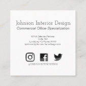 Single Black & White Sunflower Steam Business Card Quadratische Visitenkarte (Rückseite)