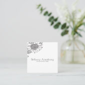 Single Black & White Sunflower Steam Business Card Quadratische Visitenkarte (Stehend Vorderseite)