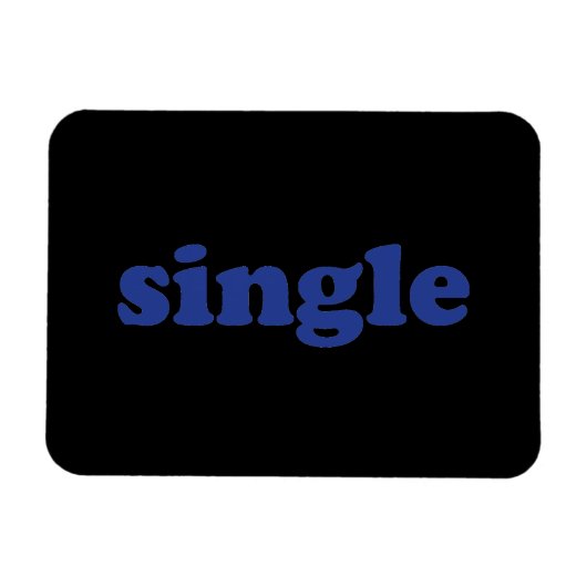 "Single", blaue Buchstaben schwarz Magnet (Horizontal)