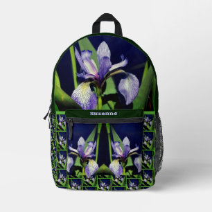 Single Blaue Flagge Iris Blume Natur Personalisier Bedruckter Rucksack