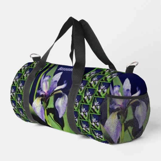 Single Blaue Flagge Iris Blume Natur Personalisier Duffle Bag (Rechte Ecke)