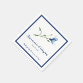 Single Blue Watercolor Blume Empfang | Serviette (Ecke)
