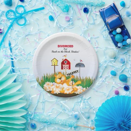 Single Cat lädt Vögel ein | Party Scheidung Pappteller (Party)