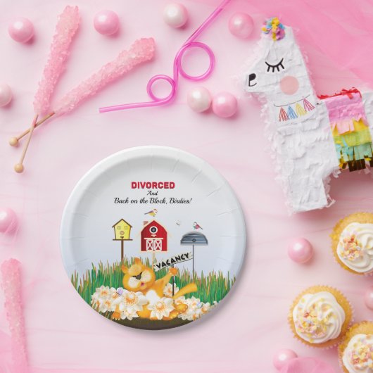 Single Cat lädt Vögel ein | Party Scheidung Pappteller (Party)