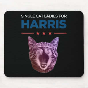 Single Cat Ladys for Harris 2024 Political Mousepad