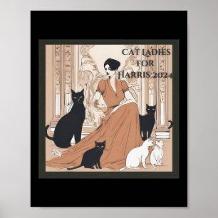 Single Cat Ladys for Kamala 2024 Poster