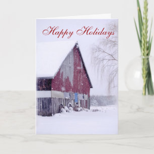 Single Country Barn Snow Christmas greeting cards Feiertagskarte
