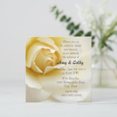 Single Creamy White Rose Hochzeitsempfang Einladung (Stehend Vorderseite)