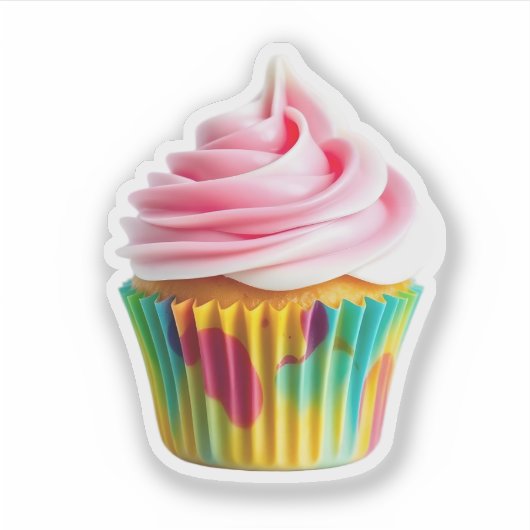 Single Cupcake with Pink and White Frosting Aufkleber (Vorderseite)