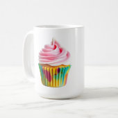 Single Cupcake with Pink and White Frosting Kaffeetasse (Vorderseite Links)