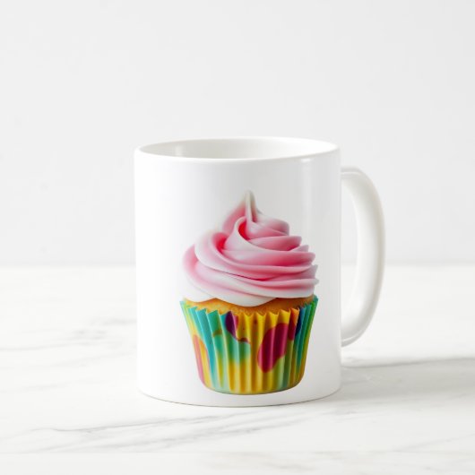 Single Cupcake with Pink and White Frosting Kaffeetasse (VorderseiteRechts)