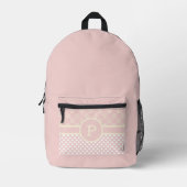 Single Custom Monogram Polka Dot und Rose Bedruckter Rucksack (Vorderseite)