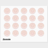 Single Custom Monogram Polka Dot und Rose Runder Aufkleber (Blatt)