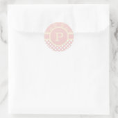 Single Custom Monogram Polka Dot und Rose Runder Aufkleber (Tasche)