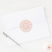 Single Custom Monogram Polka Dot und Rose Runder Aufkleber (Umschlag)