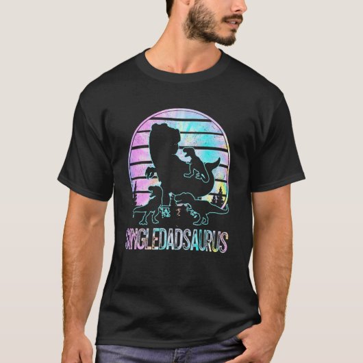 Single Dadsaurus Dinosaur Vater von 3 Kindern Gefä T-Shirt (Vorderseite)