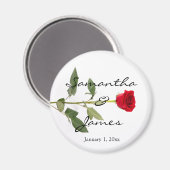 Single Elegant Rote Rose Magnet (Vorderseite/Rückseite)