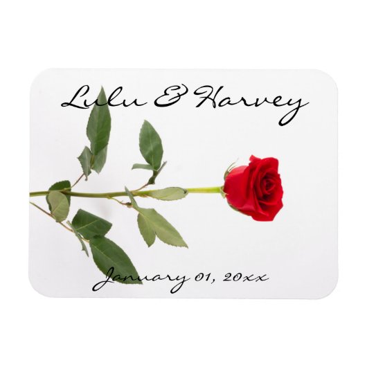 Single Elegant Rote Rose Magnet (Horizontal)