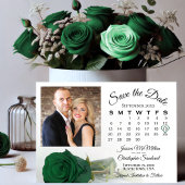 Single Emerald Green Rose Wedding Calendar & Foto Save The Date