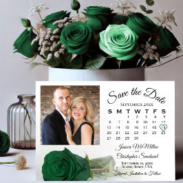 Single Emerald Green Rose Wedding Calendar & Foto Save The Date