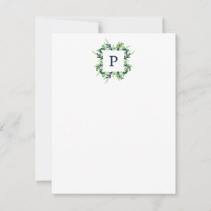 Single Erste Floral Monogramm-Stationerie Mitteilungskarte