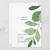 Single Eucalyptus Stem Einfach Save the Date (Vorne/Hinten)
