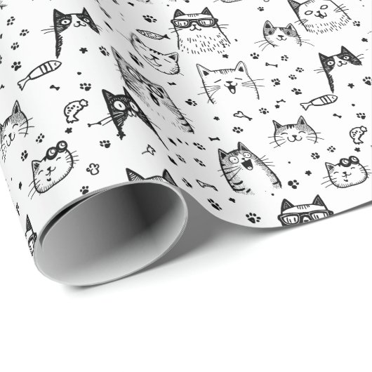 Single Farbe abstrakte Katzen Geschenkpapier (Rolleneckpunkt)