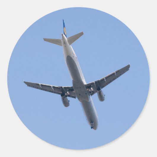Single-Flugzeug auf blauem Himmel Runder Aufkleber (Vorderseite)